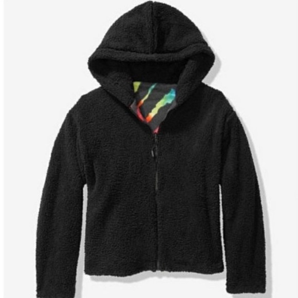 Like New VS Rainbow Black Reversible Sherpa Hoodie M - Picture 3 of 5
